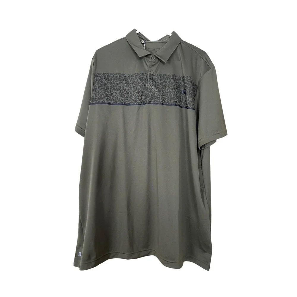 Men's Adidas Chest Print Polo Olive Strata XXL New